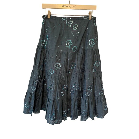 Charlotte Russe Teal Sequin Embellished Cotton Skirt Size 3 - Picture 2 of 3